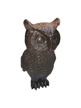 Gothic owl statue black with silver glitter witchy Halloween Goth